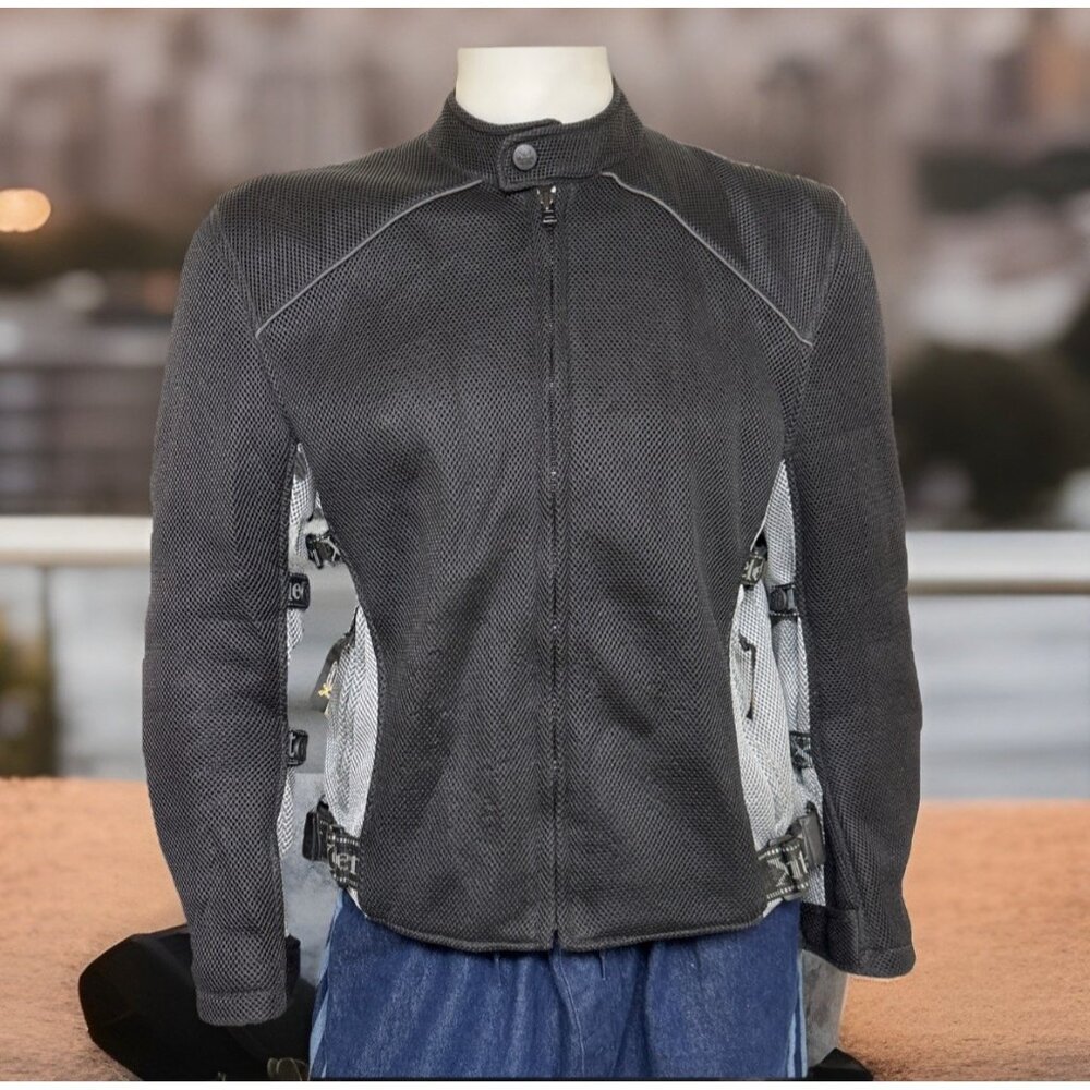 Xelement Motorcycle Jacket Mens Size L Black Mesh Lightweight Padded Lined